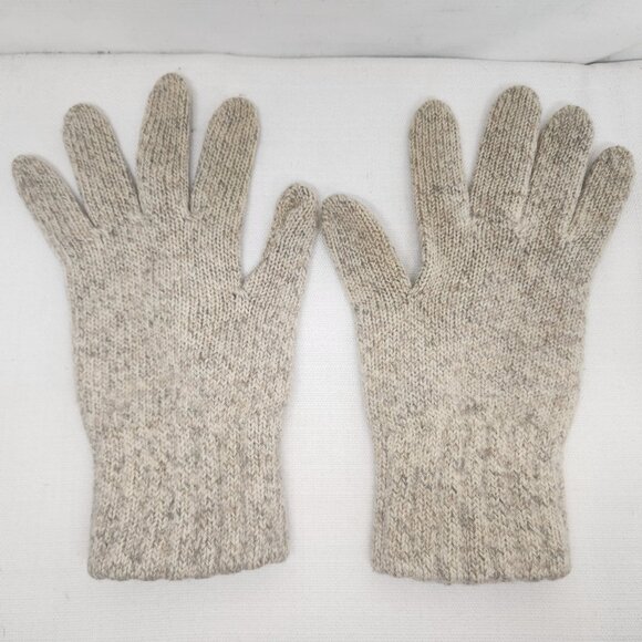 Vintage Eddie Bauer Mens Knit Beige Wool Gloves Size Medium - Picture 1 of 4